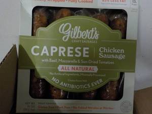 K 10 - 10 Gilberts Frozen Pkgs Caprese Chicken Sausages