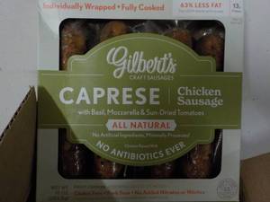 K 10 - 10 Gilberts Frozen Pkgs Caprese Chicken Sausages