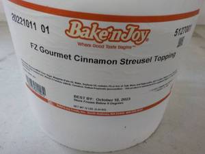 B Bake N Joy EZ Gourmet Cinnamon Streusel Topping Frozen 12 lb. Pail Best By 10102023