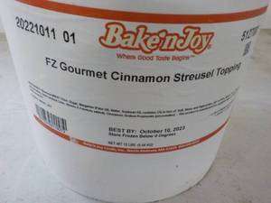 B Bake N Joy EZ Gourmet Cinnamon Streusel Topping Frozen 12 lb. Pail Best By 10102023