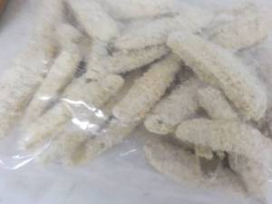 B 4 lb. Frozen Bag Freds Garlic and Onion Flavored Breaded Pickle Spears