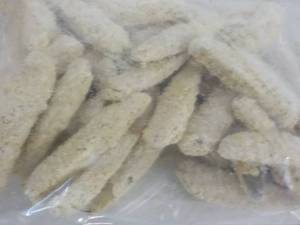 B 4 lb. Frozen Bag Freds Garlic and Onion Flavored Breaded Pickle Spears