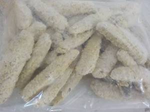 B 4 lb. Frozen Bag Freds Garlic and Onion Flavored Breaded Pickle Spears