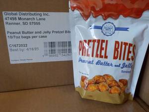 10 - 7 oz Bags Pretzel Bites Peanut Butter and Jelly Flavored Best By 04162023