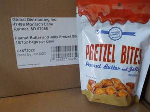 10 - 7 oz Bags Pretzel Bites Peanut Butter and Jelly Flavored Best By 04162023
