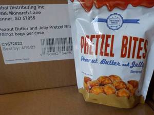10 - 7 oz Bags Pretzel Bites Peanut Butter and Jelly Flavored Best By 04162023