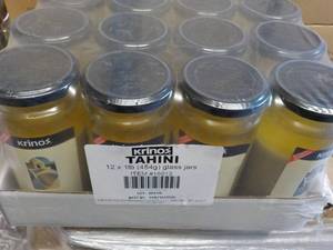 12 pack Krinos Tahini 1 lb. Jars Ground Sesame Seeds- high in protein Best By 02162025