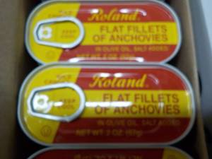 50 - 2 oz Tins Roland Flat Fillets of Anchovies best date 082023