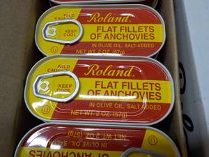 50 - 2 oz Tins Roland Flat Fillets of Anchovies best date 082023