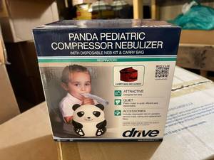 lot 19 image: MSRP $90 NEW In Box Drive Panda Pediatric Compressor Nebulizer with Disposable Neb Kit & Carry Bag (Remember This Is For The Whole Kit)