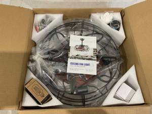 lot 392 image: Asyko Caged Ceiling Fans with Lights - Black