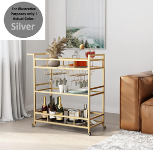 lot 521 image: 3 Tier Bar Cart - SILVER