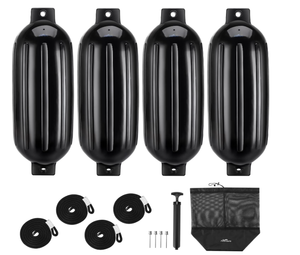 lot 527 image: Affordura Boat Fender 4 Pack Boat Bumpers - Black