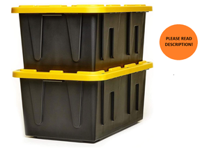 lot 530 image: SET OF 2 - HOMZ Durabilt 27 Gallon Capacity Flip Lid Stackable Storage Tote - BlackYellow