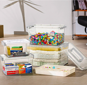 lot 533 image: GUDEMAY 4 Pack Clear Storage Bins