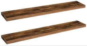 lot 544 image: SET OF 2 - HOOBRO Rustic Brown Floating Shelves