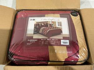 lot 238 image: HIG 7 Piece Comforter Set King - Burgundy and Gold