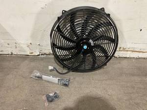 lot 140 image: 16 inch Universal Slim Fan Push Pull Electric Radiator Cooling 12V Mount Kit