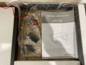 lot 211 image: EXCEFUR Coffee Table with Storage Shelf - Rustic Grey