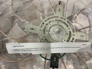 lot 214 image: LEDIARY 20 Caged Ceiling Fan with Lights - Rustic White