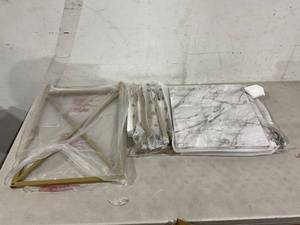lot 218 image: RAAMZO Faux Marble End Table - WhiteGold