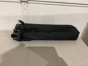 lot 311 image: LEADALLWAY Black Aluminum Folding Camping Table with Storage and Carrying Bag