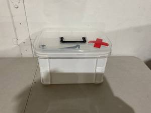 lot 320 image: Levoberg 2-Layer White First Aide Storage Box
