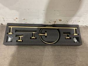 lot 171 image: Lava Odoro 5-Piece Brushed Gold Bathroom Hardware Accessories Set