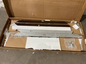 lot 47 image: Glass Top Console Table with Silver Metal Legs