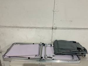 lot 56 image: CampLand Outdoor Folding White Aluminum Table with Storage Organizer