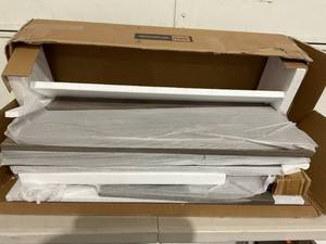 lot 59 image: WEENFON Floor Storage Accent Cabinet with Doors and Shelves - Rustic Gray Oak