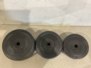 lot 271 image: LOT OF 6 Exercise Weights - Includes 2-25 lbs. 2-15 lbs. 2-10 lbs.