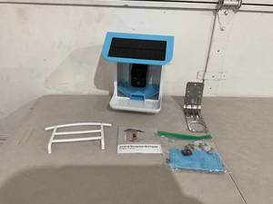 lot 62 image: LULLABIRDS Blue & White Smart Bird Feeder with Wireless Motion Activated Camera