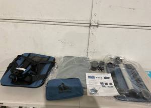 lot 70 image: GOODiO Black & Blue Pet Carrier with Telescoping Handle and Wheels