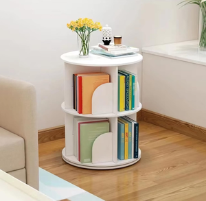 lot 281 image: 2 Tier Rotating Stackable Shelves Bookshelf Organizer (White)