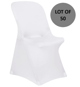 lot 282 image: SET OF 50 - Obstal White Stretch Spandex Chair Covers