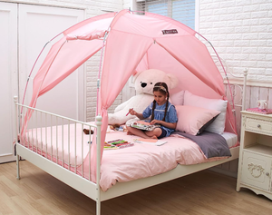 lot 296 image: BESTEN FullQueen Size Floorless Indoor Privacy Tent - Pink