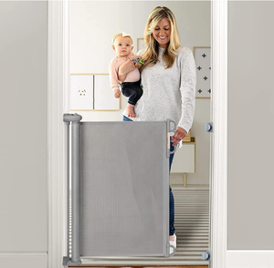 lot 297 image: Momcozy Retractable Baby Gate - Grey