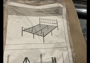 lot 87 image: DIIYIV 14 Inch Black Metal Bed Fames with Head and Foot Boards