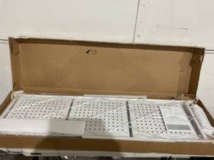 lot 90 image: DEANIC 4-Shelf White Metal Foldable Storage Shelves with Wheels