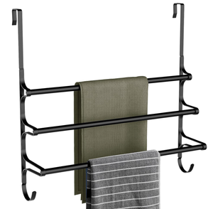 lot 406 image: CANYAVE Over The Door Towel Rack - Black
