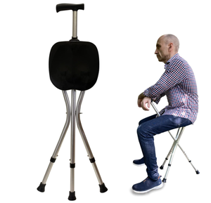 lot 416 image: Honmido Portable Adjustable Folding Walking Cane with Seat