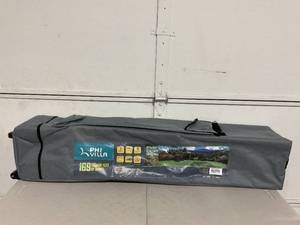 lot 99 image: PHI VILLA Blue 13 x 13 ft. Pop-up Canopy Tent Patio Gazebo Shelter with Wheeled Bag