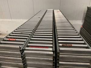 lot 28 image: Shelf Track Roller Conveyor. 8 wide rollers by 98 Long Quantity 57.