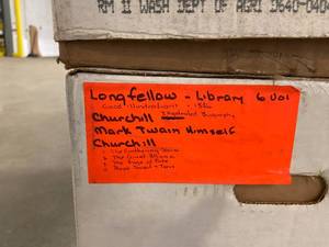 lot 13 image: Two Large Boxes of Books Longfellow, Winston Churchill, Mark Twain and more