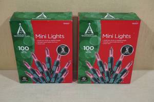 lot 24 image: 2 Sets of 100 Count Red Mini Light Bulbs