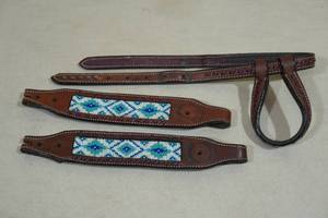 lot 137 image: Leather Bridle Straps with Beadwork