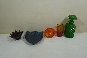 lot 219 image: Assorted Glass Dcor - Jar, Dish, Drinking Glass
