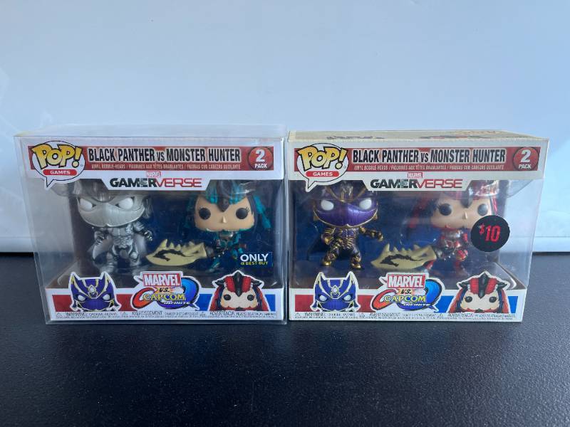 lot 63 image: Marvel Funko Pop Figure Black Panther Vs Monster Hunter