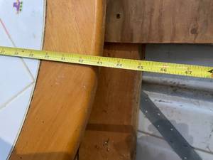 lot 164 image: Round White and Oak Pedestal Kitchen Table